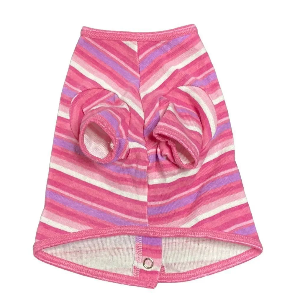 Pink Striped Knit Dog Shirt